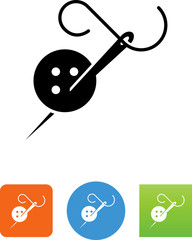 Needle Thread And Button Icon - Illustration