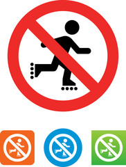 No Rollerblading Icon - Illustration