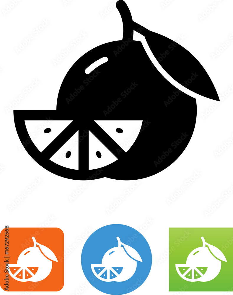 Sticker orange with slice icon - illustration