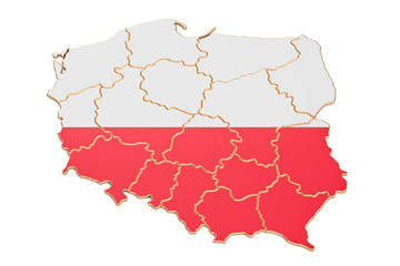 Polish map closeup, 3D rendering