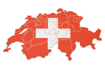 Swiss map closeup, 3D rendering