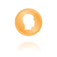 Kopf im Profil Bronze Münze mit Reflektion