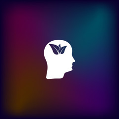 Green thinking head icon vector, solid illustration, pictogram isolated