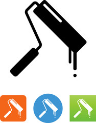 Paint Roller With Drips Icon - Illustration