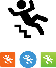 Person Falling Down Stairs Icon - Illustration