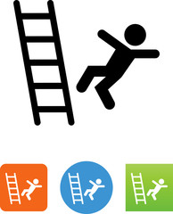 Person Falling Off A Ladder Icon - Illustration
