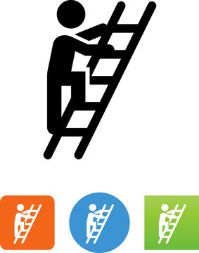 Person Climbing Ladder Icon - Illustration