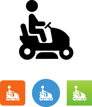 Person Driving A Riding Mower Icon - Illustration