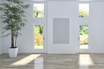 Modern bright living room, interiors. 3D rendering