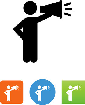 Person Speaking Into A Megaphone Icon - Illustration