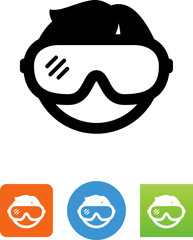 Person Wearing Safety Goggles Icon - Illustration