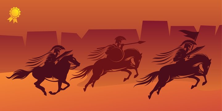 Spartan and horse Illustration Logo Vector silhouette