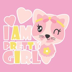 Cute baby kitten is pretty girl vector cartoon illustration for baby shower card design, kid t shirt design, and wallpaper