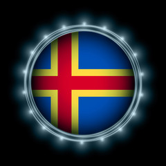 Obraz premium Aland-islands flag in blue lightning