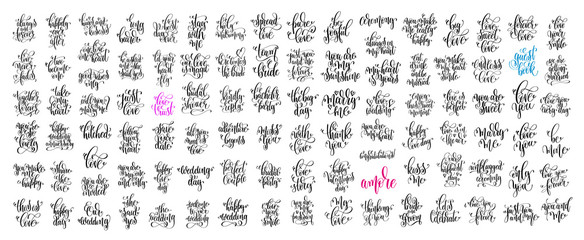 set of 100 hand lettering wedding invitation and romantic valent - 167299560