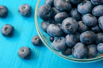 Blueberry antioxidant organic superfood in a bowl concept for healthy eating and nutrition