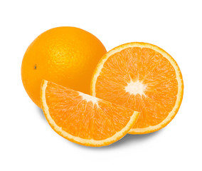 Fresh orange fruit slice on white background