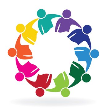 Teamwork meeting business people logo vector