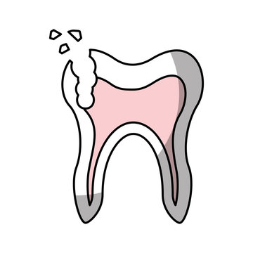 Human tooth with decay vector illustration design