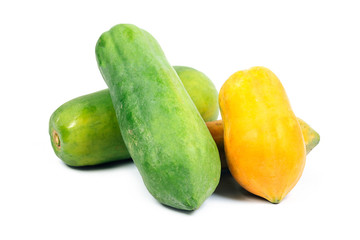 Papayas isolated on white background.
