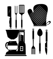 kitchen utensils icon set
