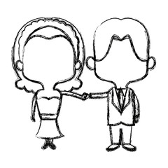 cute couple husband wife in wedding suit  together vector illustration
