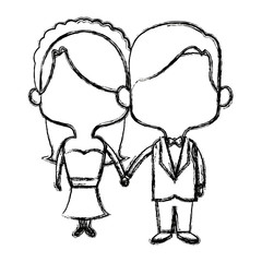 cute couple husband wife in wedding suit  together vector illustration