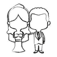 cute couple husband wife in wedding suit  together vector illustration