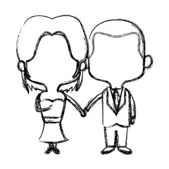 cute couple husband wife in wedding suit  together vector illustration