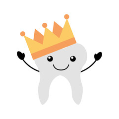 Human tooth with crown kawaii character vector illustration design