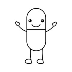 capsule drug kawaii character vector illustration design