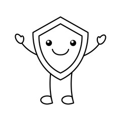 shield guard kawaii character vector illustration design