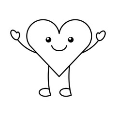 heart love kawaii character vector illustration design