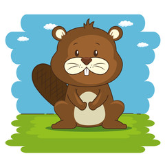 Obraz na płótnie Canvas cute adorable beaver animal cartoon