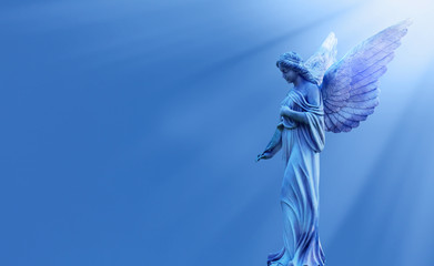 Beautiful angel in heaven panoramic view - obrazy, fototapety, plakaty