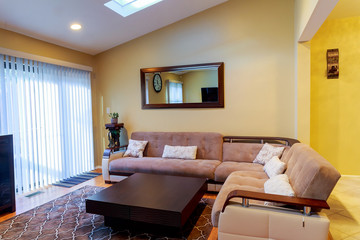 Interior of a living room with kitchen zone in  villa