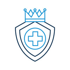 shield guard with crown and cross vector illustration design