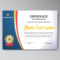 Modern certificate template with golden star badge