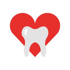 heart with Human tooth isolated icon vector illustration design