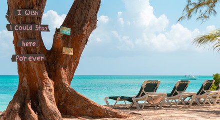 Inspirational Sign on Tropical Beach