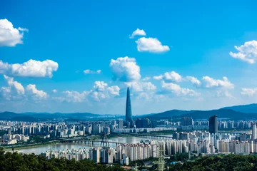 Foto op Plexiglas anti-reflex South Korea. Seoul City and skyline with skyscrapers. © SiHo