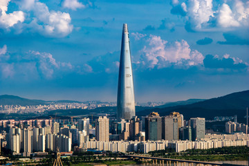 South Korea. Seoul City and skyline with skyscrapers.