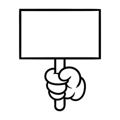 Cartoon Hand Holding Sign Vector Illustration