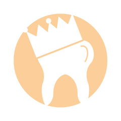 Human tooth with crown vector illustration design