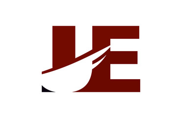 UE Red Negative Space Square Swoosh Letter Logo