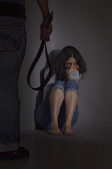 Obraz na płótnie Canvas Physically abused woman