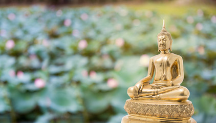 Buddha statue on lotus background