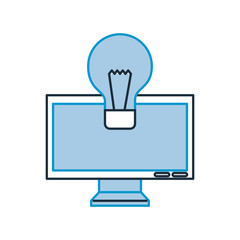 monitor computer with bulb vector illustration design