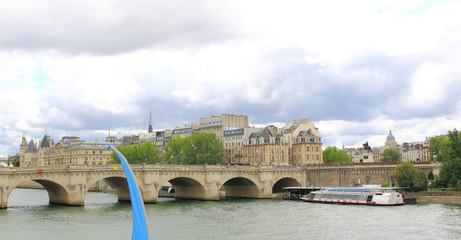 Peniche on the seine river in the city of Paris
