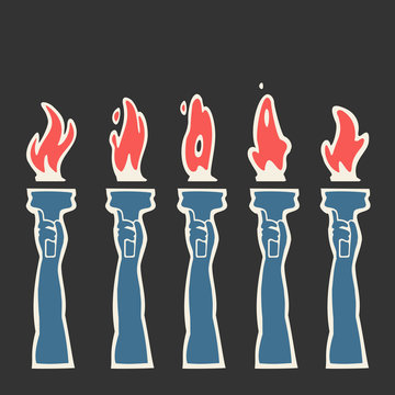 Burning Fire Torch Animation Vector Illustration